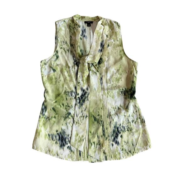 Ann Taylor green silk sleeveless button down top size 4 - Picture 10 of 10